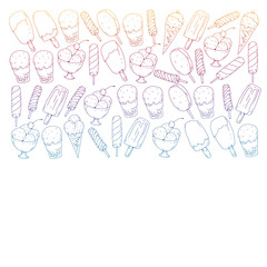 Collection of vector ice creams. Pattern for banners, posters