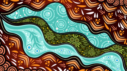 Illustration based on aboriginal style of background.