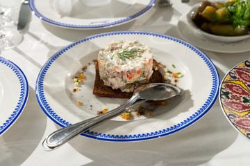Salad Olivier in a plate