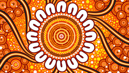 Illustration based on aboriginal style of dot background.