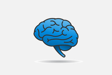 Brain Logo simple lines and curves. Vector design
