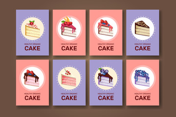 Template with different desserts with fruits. For your design, announcements, posters, restaurant menu. 