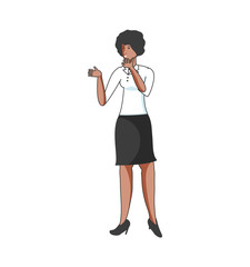 cute young afro woman avatar character