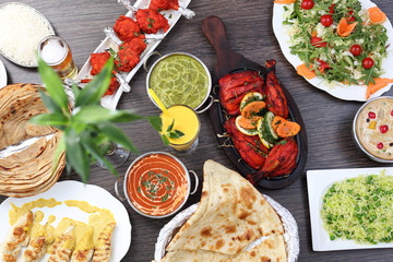 Indian food. Traditional Indian dishes. Colorful east cuisine