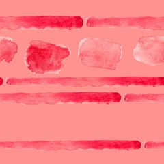 Seamless abstract colorful watercolor pattern with red paint brush, line, strokes, stripes, stain. Hand drawing background