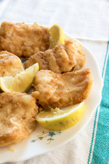 Breaded and fried Salted cod with lemon