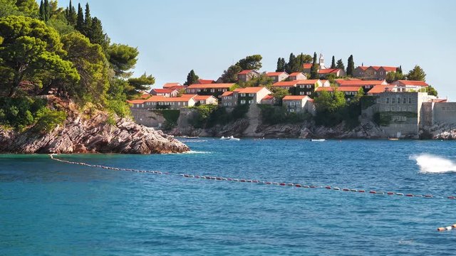 Sveti or Saint Stefan - resort and small islet in Montenegro, located on the Adriatic coast, on the Budva Riviera, 6 kilometers southeast of Budva in Montenegro
