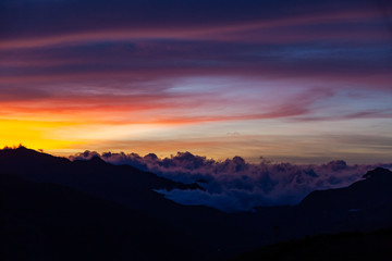 Dramatic sky at sunset in the Andes