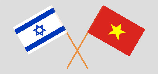 Israel and Vietnam. Crossed Israeli and Vietnamese flags