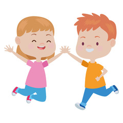 Cute happy kids having fun cartoons