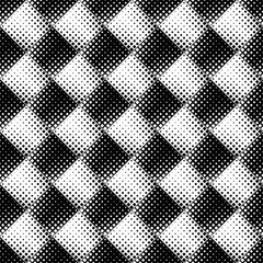 Geometrical seamless square pattern background - monochrome abstract vector graphic design from rounded squares