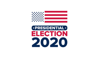 Fototapeta premium Wybory prezydenckie 2020 w Stanach Zjednoczonych. Dzień głosowania, 3 listopada. Wybory w USA. Patriotyczny element amerykański. Plakat, karta, baner i tło. Ilustracji wektorowych