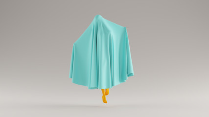Gulf Blue Turquoise and Orange Ghost Floating Evil Spirit with Arms Out Front View 3d illustration 3d render