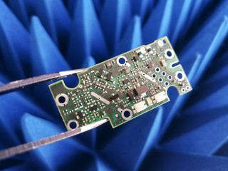 PCB over radio frequency absorbers for EMC tests