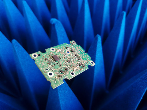 PCB over radio frequency absorbers for EMC tests