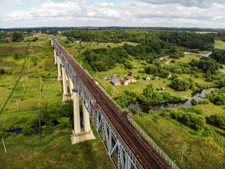 Railroad bridge of Lyduvenai, Lithuania. Longest bridge in Lithuania