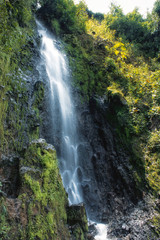 colombia waterfall silk effect smooth water beautiful nature  stream water flow  aqua cascade scenery falls river  forest 