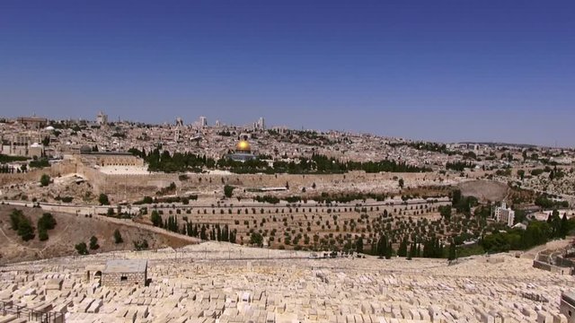 Jerusalem panoramic view, sepia vintage, Israel