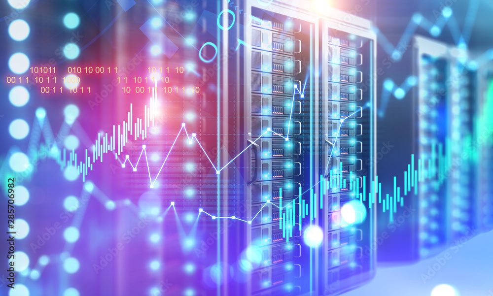 Poster server room, graphs and binary numbers
