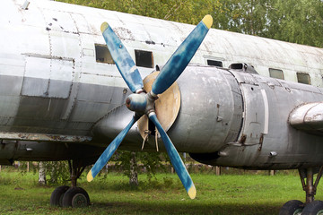 Elements of the old Soviet military aircraft close-up.