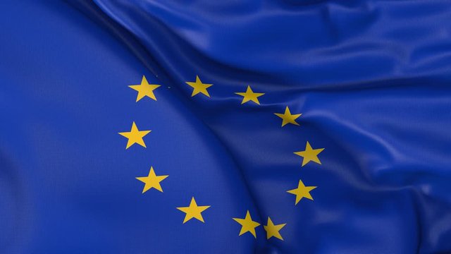 Official flag of the European Union moving with the wind.