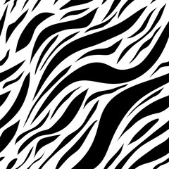 Fototapeta na wymiar Zebra animal skin seamless pattern. Black and white fabric design. Fashion textile printing abstract. Vector illustration
