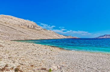 Beach Rucica on the island Pag, Croatia