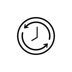 Clock line icon isolated on white background. Black and white simple watches. Time concept. Vector illustration