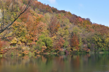 Landscape in the beautiful Plitvice National Park, in Croatia, in the fall