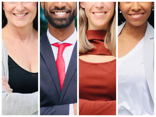 Different portraits of people outside