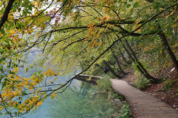 Landscape in Plitvice National Park, Croatia, in the fall