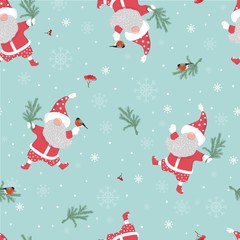 Merry Christmas with Santa Claus and Christmas tree seamless background. Happy New year background.