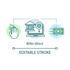 Biller direct service concept icon. Online one click transaction, quick money transfer idea thin line illustration. Online banking payment services. Vector isolated outline drawing. Editable stroke