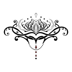 beautiful tattoo of a Lotus flower.tribal style.vector
