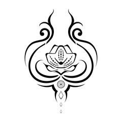 beautiful tattoo of a Lotus flower.tribal style.vector