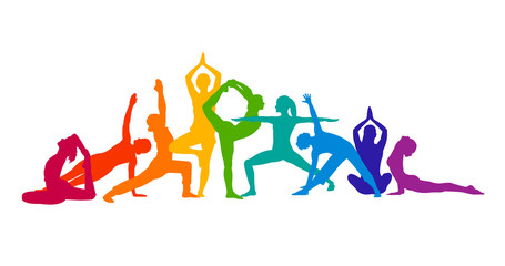 Fototapeta na wymiar Detailed colorful silhouette yoga vector illustration. Fitness Concept. Gymnastics. Aerobics.