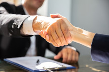 Businessperson Shaking Hand With Partner