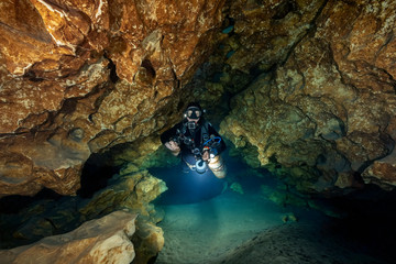 Cave Diving at Madison Blue Spring State Park, Madison County, Florida	