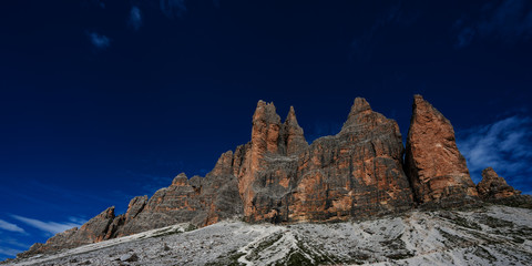 Panoramic view of the Tre Cime di Lavaredo, Dolomites