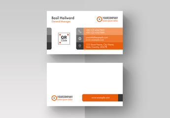 Business Card Layout with Orange Accents