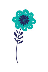 colorful flower with leafs isolated icon