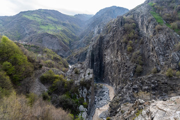 Fototapeta na wymiar Mountainous landscape near Lahic village in Azerbaijan.