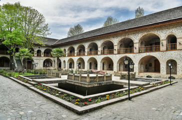 Fototapeta na wymiar Courtyard of Karavansaray building in Sheki, Azerbaijan.