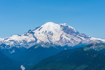Landscape of Northeast Face of Mount Rainier Showing Little Tahoma Peak and the Start of the White River-Taken from Crystal Mountain Summit in the Mount Baker-Snoqualmie National Forest-2577