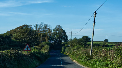 Views of country roads in rural south west UK on a summer afternoon