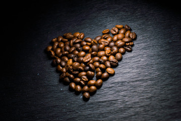 Heart shaped coffee beans