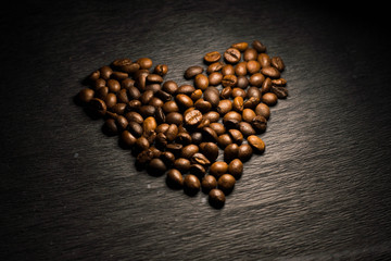 Heart shaped coffee beans