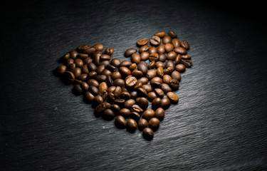 Heart shaped coffee beans
