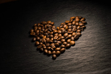 Heart shaped coffee beans