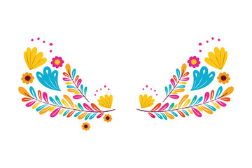 garland with flowers and leafs isolated icon